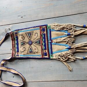 Beaded deer skin medicine bag